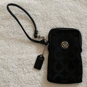 Coach Poppy black wristlet/cell phone holder